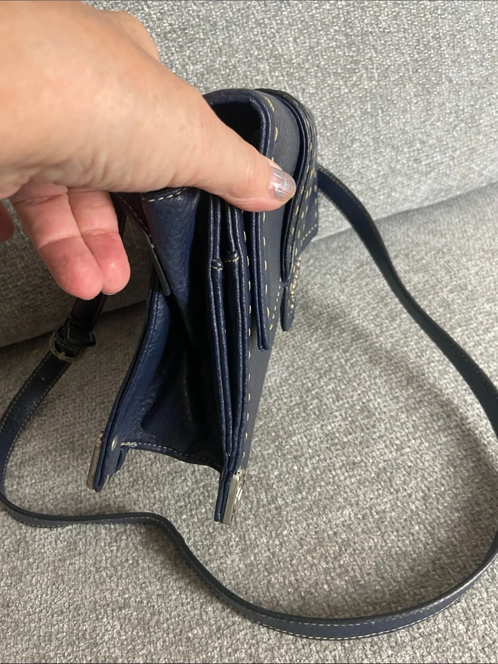 Women's Navy Crossbody Bag with Decorative Hardware